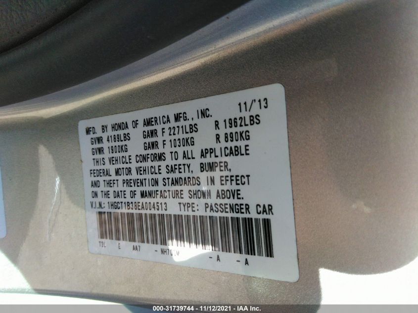 2014 HONDA ACCORD COUPE LX-S 1HGCT1B38EA004513