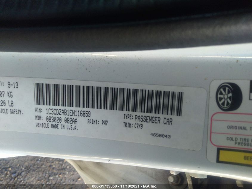2014 DODGE AVENGER SE 1C3CDZAB1EN116859
