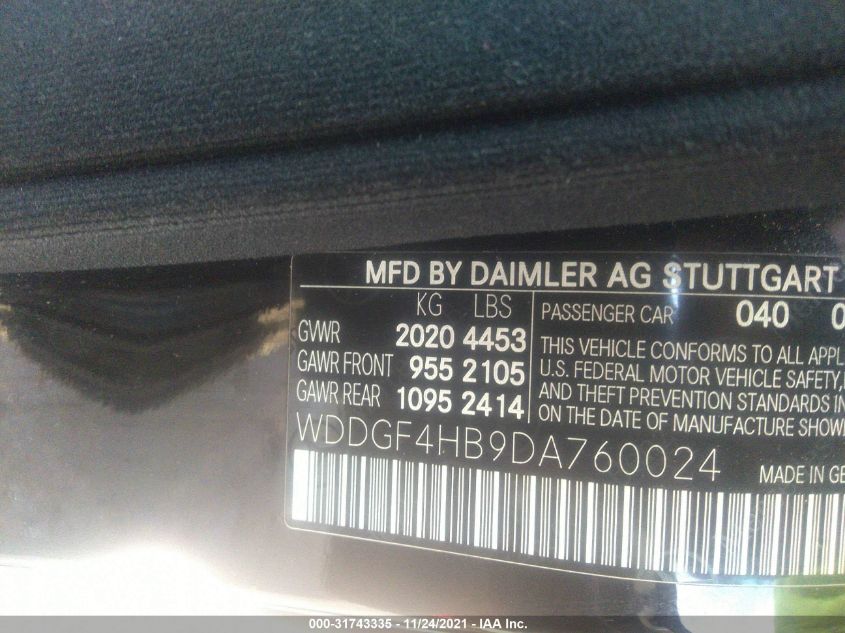 2013 MERCEDES-BENZ C-CLASS C 250 WDDGF4HB9DA760024
