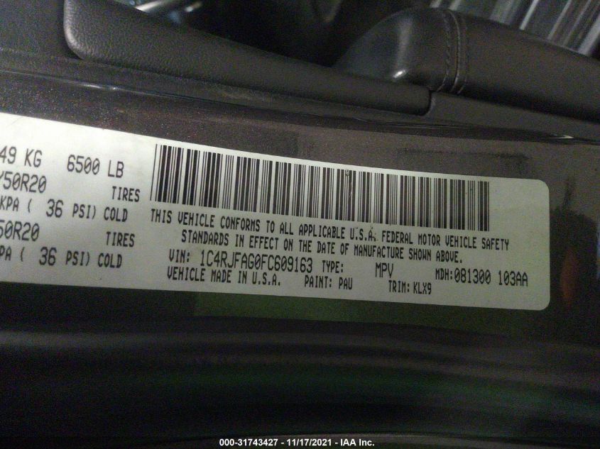 2015 JEEP GRAND CHEROKEE ALTITUDE 1C4RJFAG0FC609163