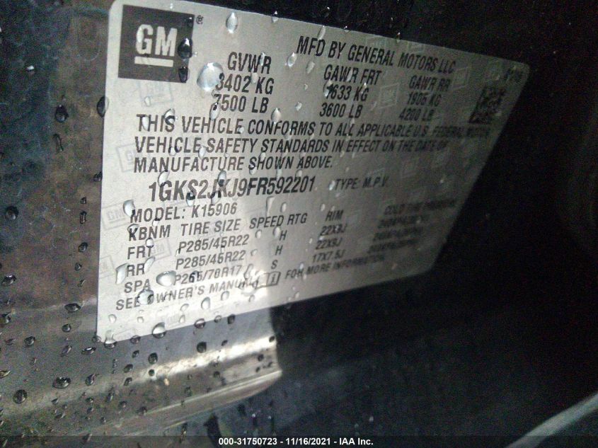 2015 GMC YUKON XL DENALI 1GKS2JKJ9FR592201