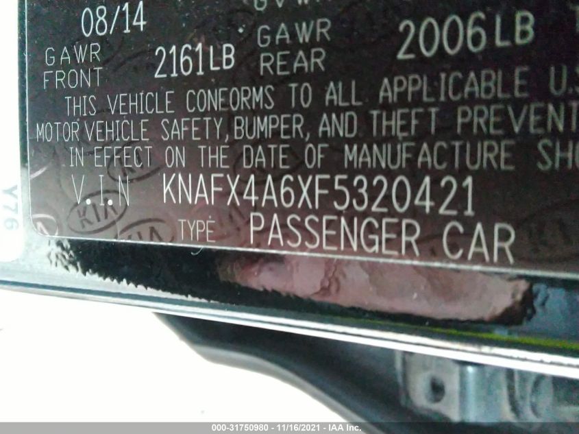 2015 KIA FORTE LX KNAFX4A6XF5320421