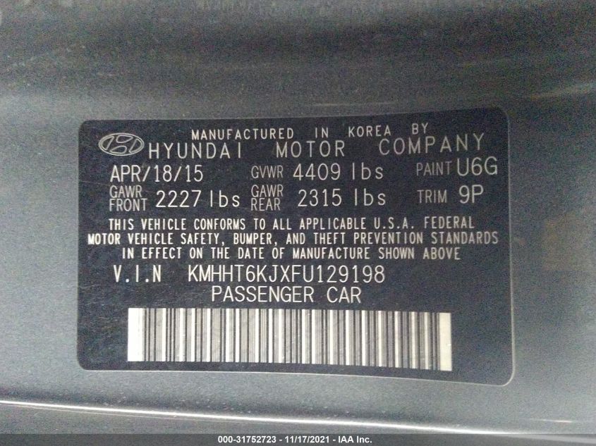 2015 HYUNDAI GENESIS COUPE 3.8L BASE KMHHT6KJXFU129198