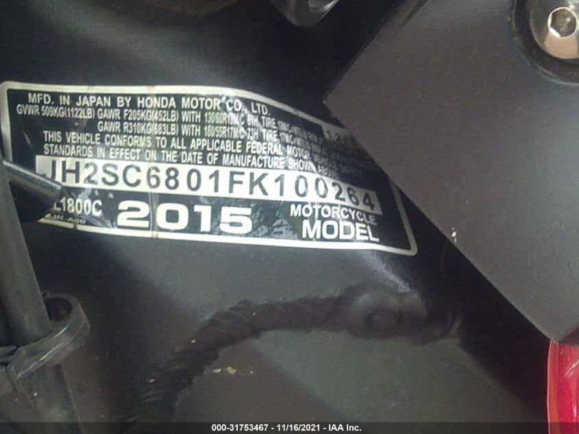 2015 HONDA GL1800 C JH2SC6801FK100264