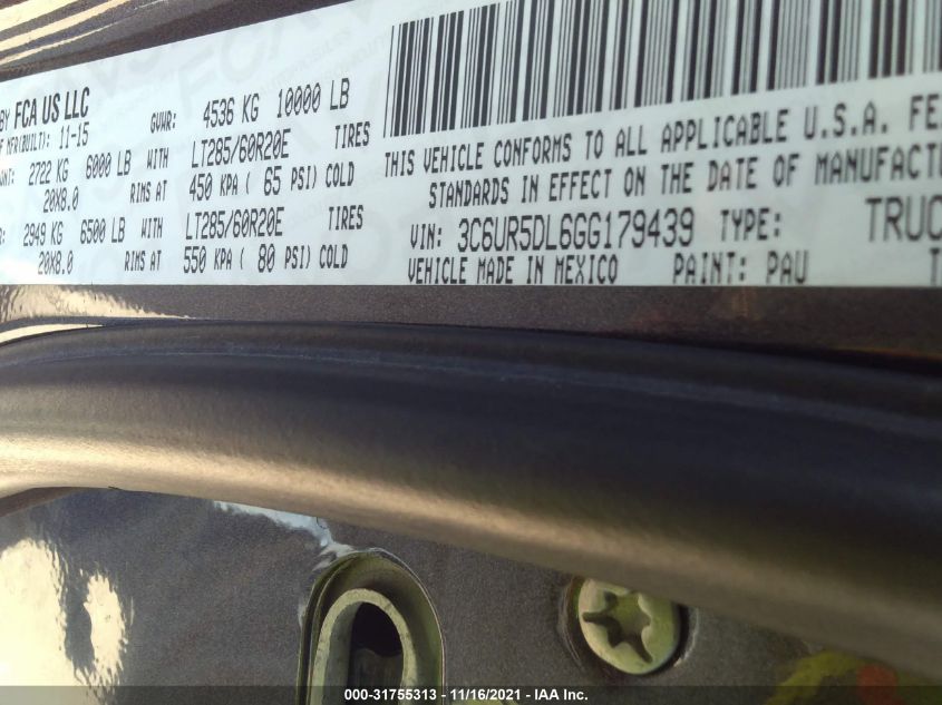 2016 RAM 2500 SLT 3C6UR5DL6GG179439