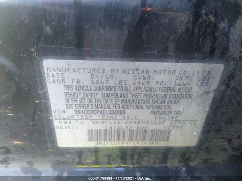 2014 NISSAN VERSA NOTE SV 3N1CE2CP4EL434969