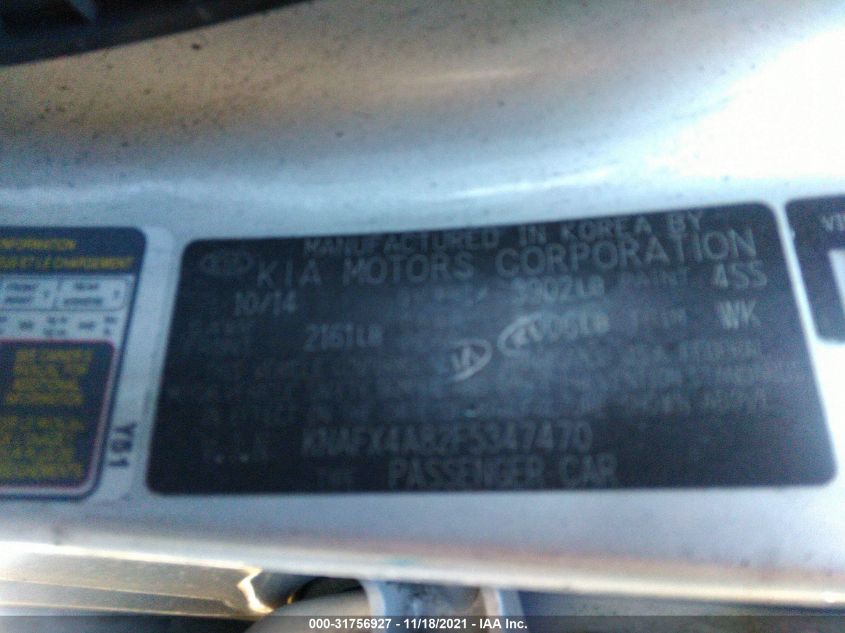 2015 KIA FORTE EX KNAFX4A82F5347470
