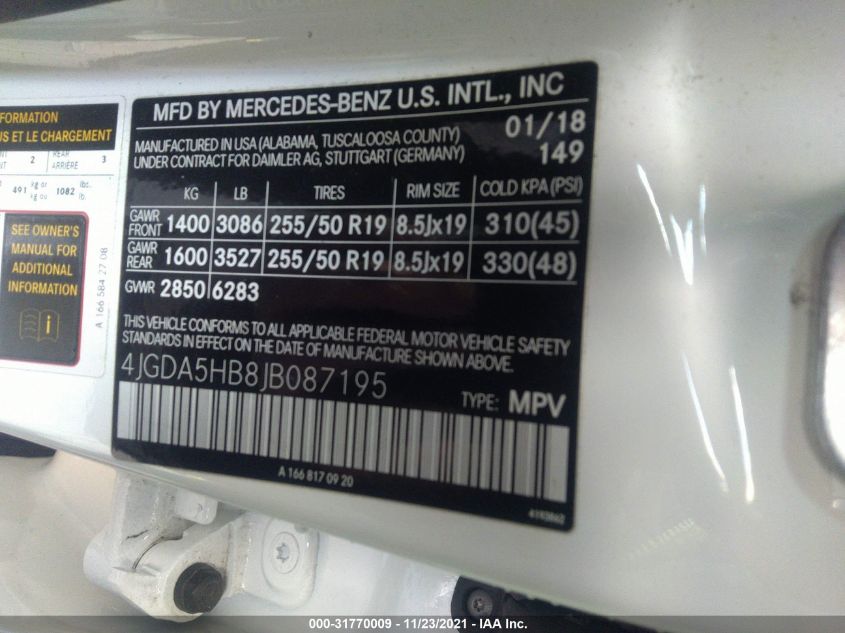 2018 MERCEDES-BENZ GLE GLE 350 4JGDA5HB8JB087195