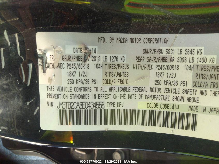 2014 MAZDA CX-9 TOURING JM3TB2CA8E0434558