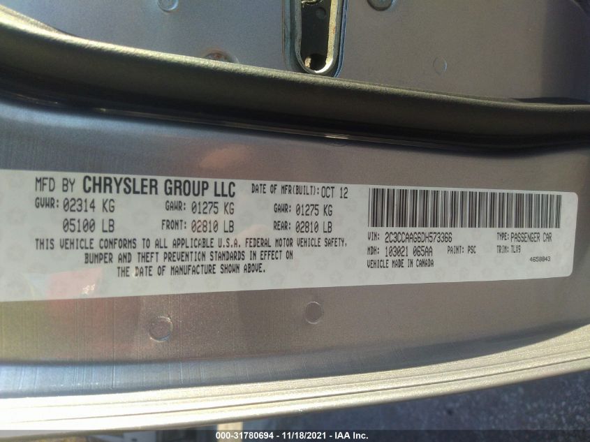 2013 CHRYSLER 300 2C3CCAAG6DH573366