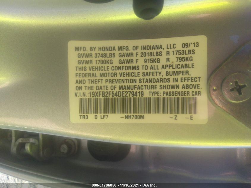 2013 HONDA CIVIC SDN LX 19XFB2F54DE279419