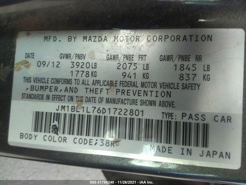 2013 MAZDA MAZDA3 I TOURING JM1BL1L76D1722801