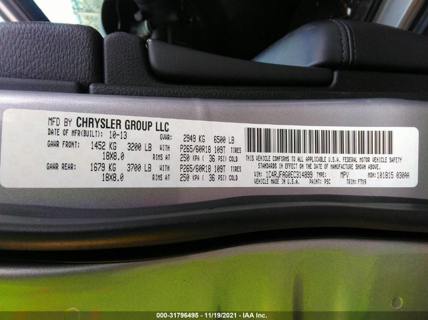2014 JEEP GRAND CHEROKEE LAREDO 1C4RJFAG0EC314899