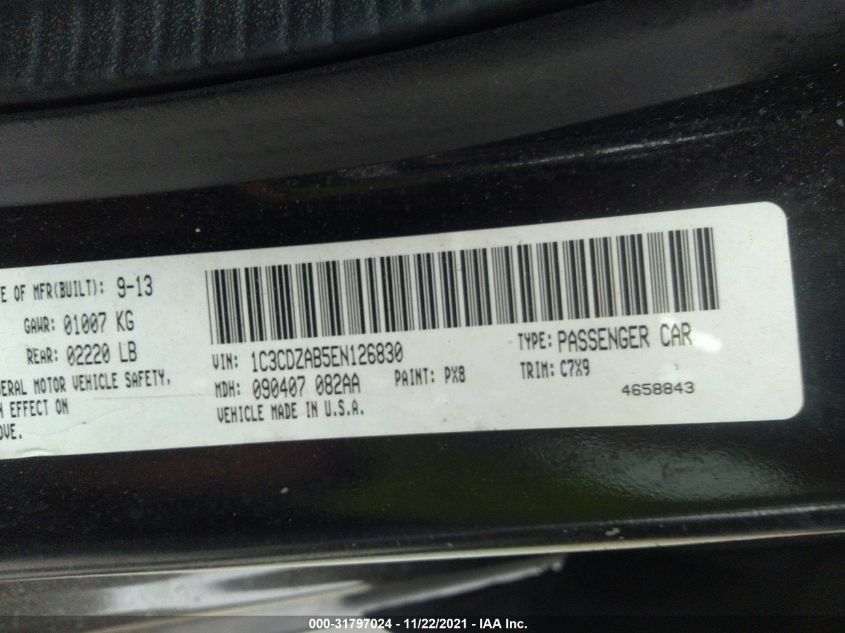 2014 DODGE AVENGER SE 1C3CDZAB5EN126830