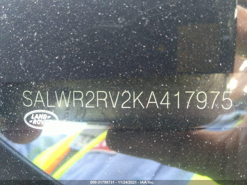 Auction sale of the 2019 LAND ROVER RANGE ROVER SPORT , vin: SALWR2RV2KA417975, lot number: 31798731