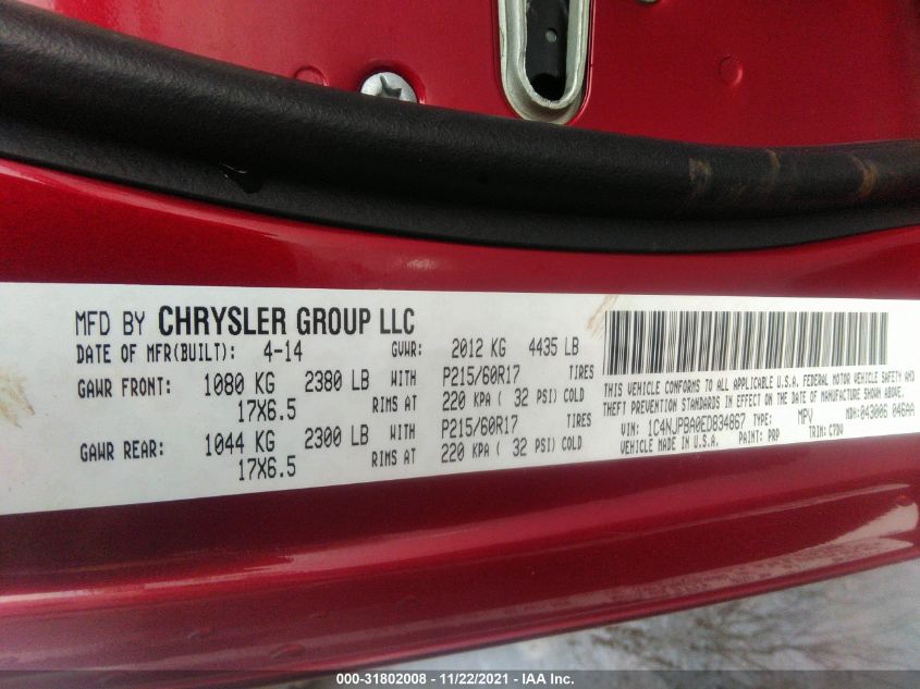 2014 JEEP PATRIOT ALTITUDE 1C4NJPBA0ED834867