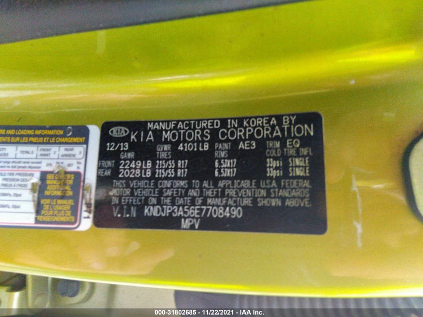 2014 KIA SOUL + KNDJP3A56E7708490
