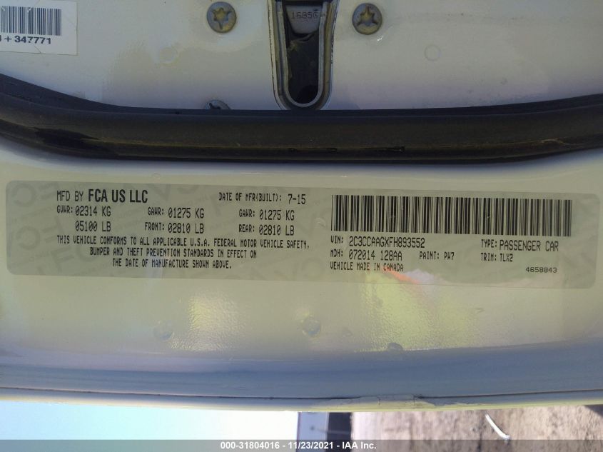 2015 CHRYSLER 300 LIMITED 2C3CCAAGXFH893552