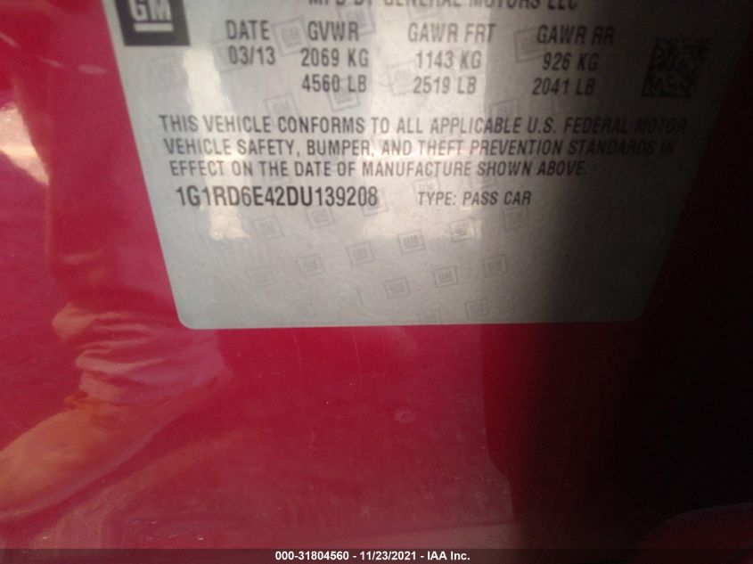 2013 CHEVROLET VOLT 1G1RD6E42DU139208