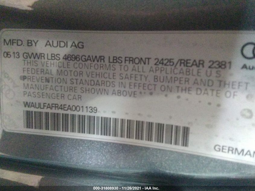 2014 AUDI A5 PREMIUM PLUS WAULFAFR4EA001139