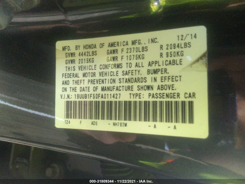 2015 ACURA TLX TECH 19UUB1F50FA011427
