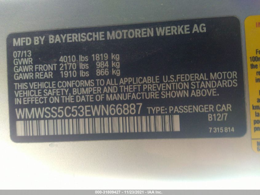 2014 MINI COOPER PACEMAN S WMWSS5C53EWN66887
