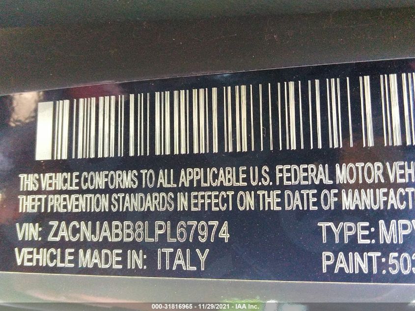 2020 JEEP RENEGADE ALTITUDE ZACNJABB8LPL67974