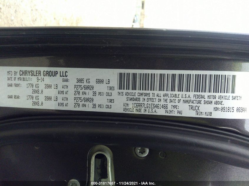 2014 RAM 1500 BIG HORN 1C6RR7LG1ES461466