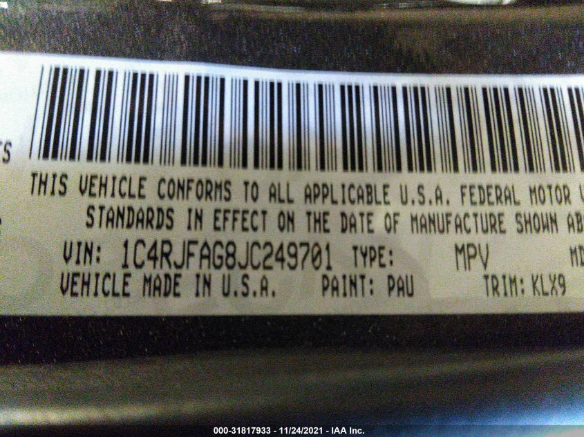 2018 JEEP GRAND CHEROKEE ALTITUDE 1C4RJFAG8JC249701