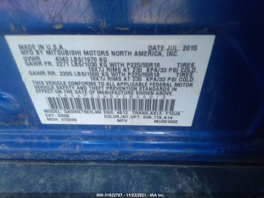 2015 MITSUBISHI OUTLANDER SPORT 2.4 ES 4A4AP3AW8FE044918