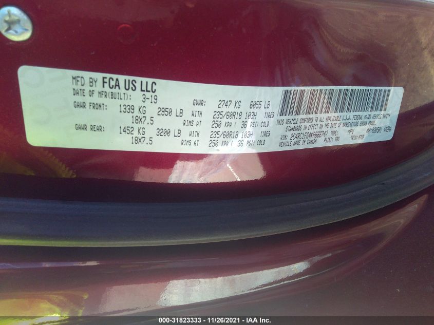 2019 CHRYSLER PACIFICA TOURING PLUS 2C4RC1FG4KR666747