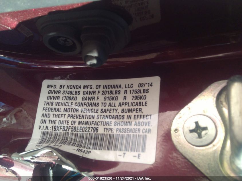2014 HONDA CIVIC SEDAN LX 19XFB2F58EE022796