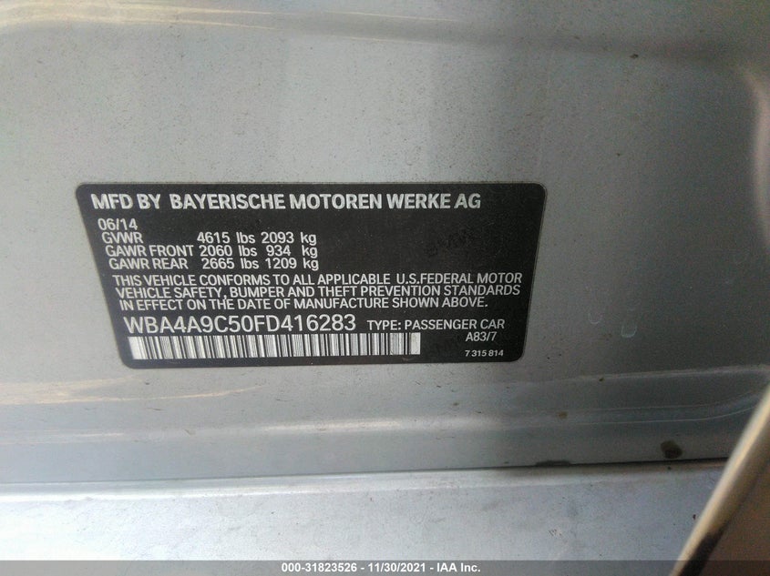 Image 9 of 2015 BMW 4 SERIES  salvage vehicle - Lot #31823526 at IAAI