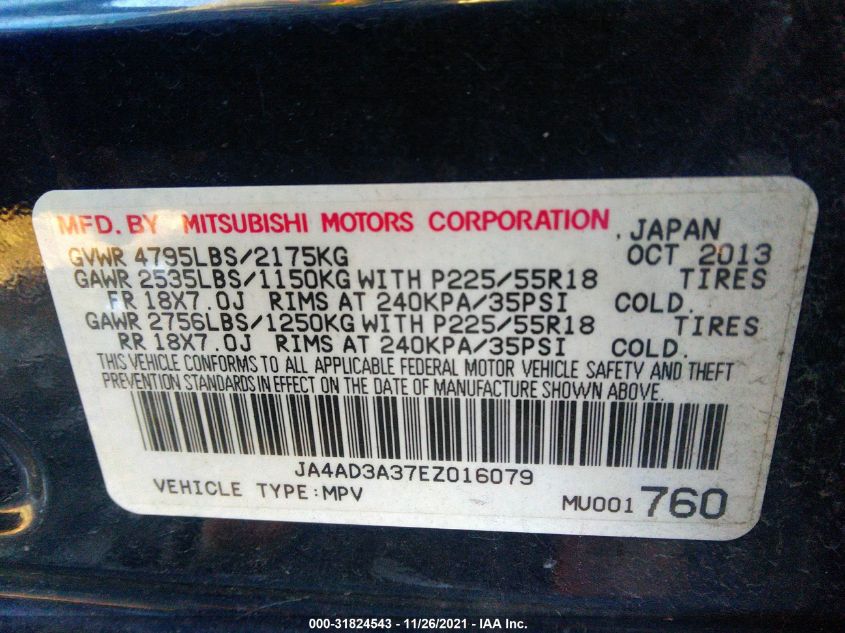 2014 MITSUBISHI OUTLANDER SE JA4AD3A37EZ016079