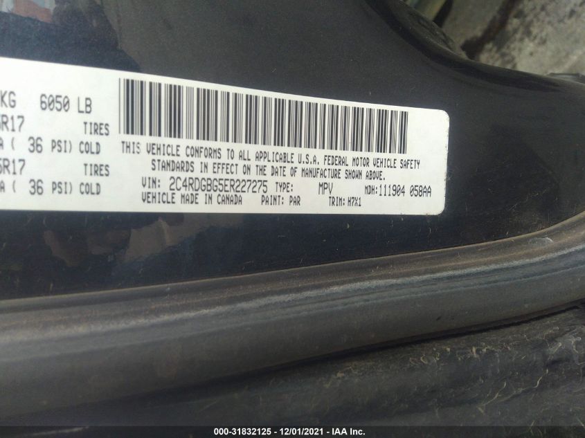 2014 DODGE GRAND CARAVAN AMERICAN VALUE PKG 2C4RDGBG5ER227275