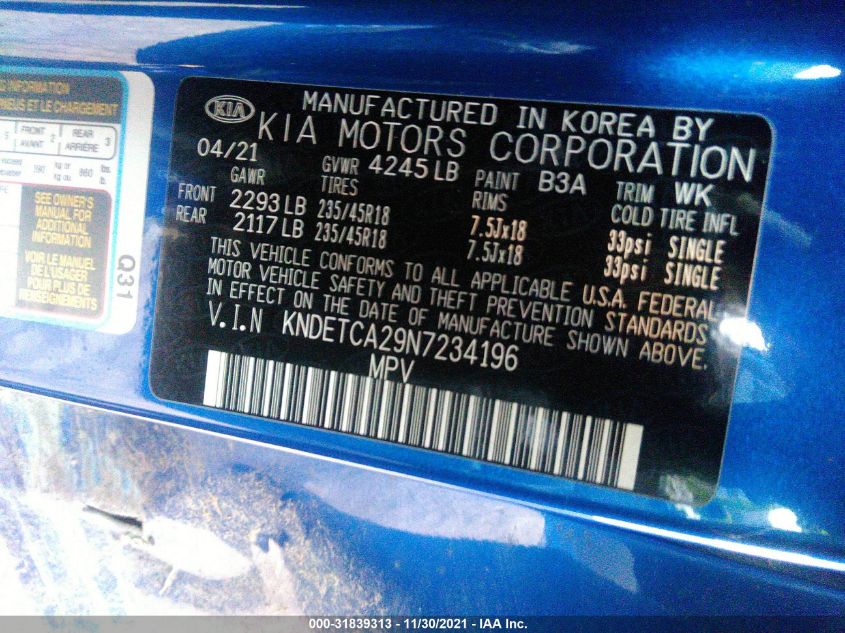 2022 KIA SELTOS SX KNDETCA29N7234196