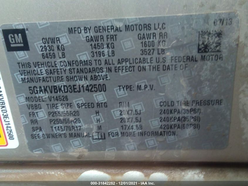 2014 BUICK ENCLAVE LEATHER 5GAKVBKD3EJ142500