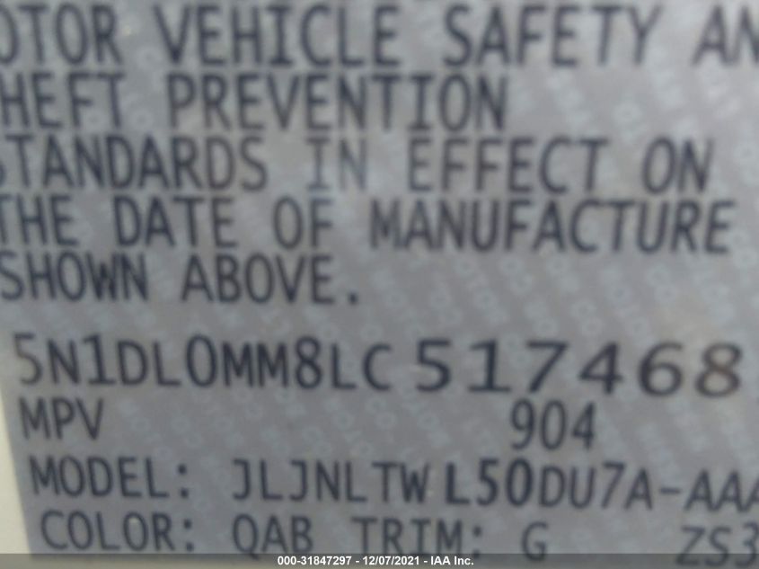 2020 INFINITI QX60 LUXE 5N1DL0MM8LC517468