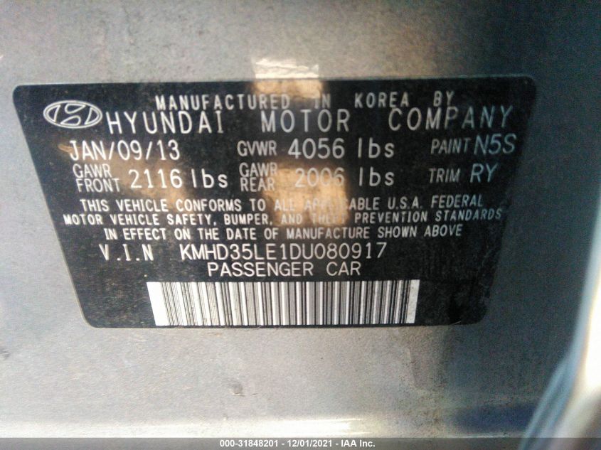 2013 HYUNDAI ELANTRA GT KMHD35LE1DU080917