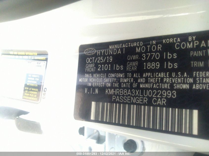 2020 HYUNDAI VENUE SE KMHRB8A3XLU022993