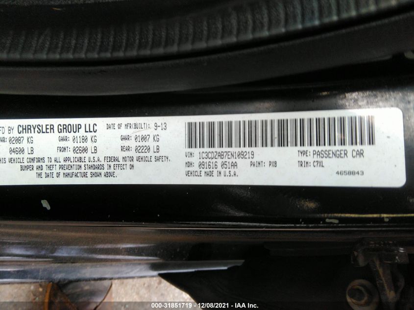 2014 DODGE AVENGER SE 1C3CDZAB7EN109219