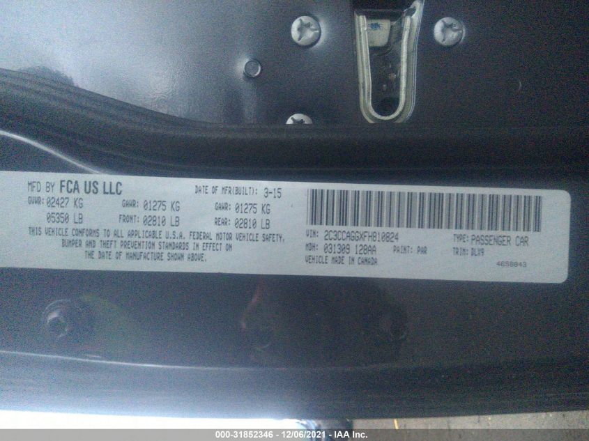 2015 CHRYSLER 300 300S 2C3CCAGGXFH810824
