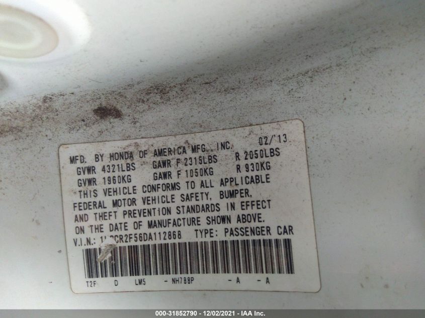 2013 HONDA ACCORD SDN SPORT 1HGCR2F56DA112868