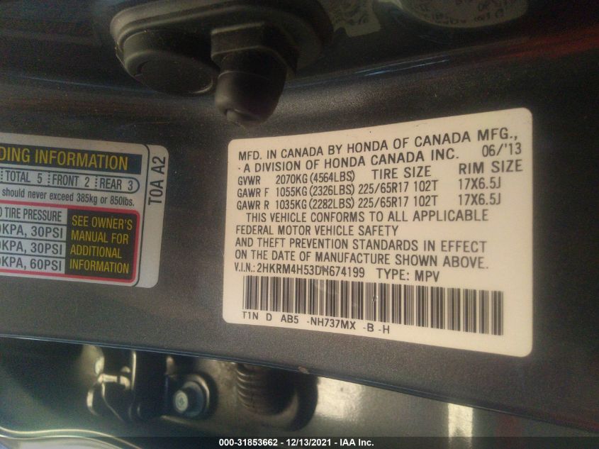 2013 HONDA CR-V EX 2HKRM4H53DH674199