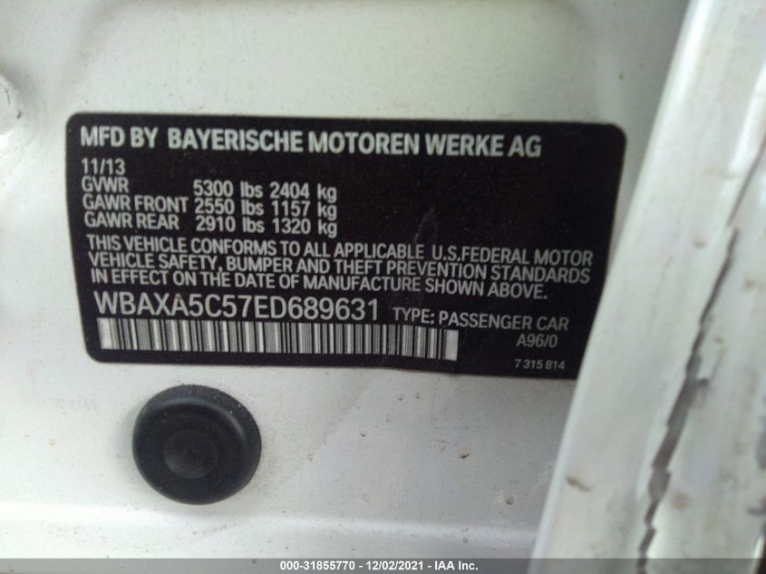 2014 BMW 5 SERIES 535D WBAXA5C57ED689631