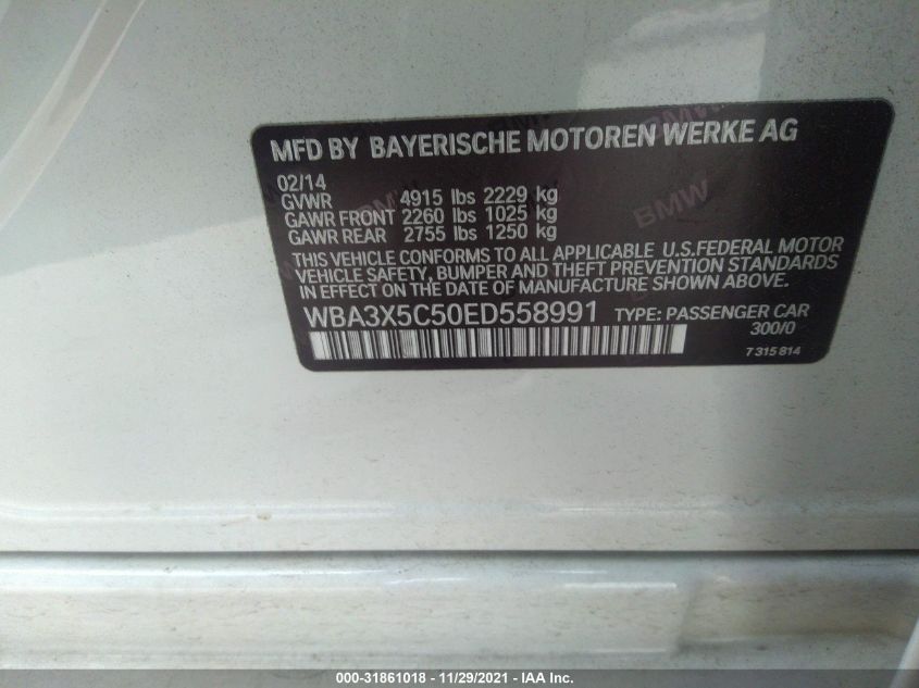 2014 BMW 3 SERIES GRAN TURISMO 328I XDRIVE WBA3X5C50ED558991
