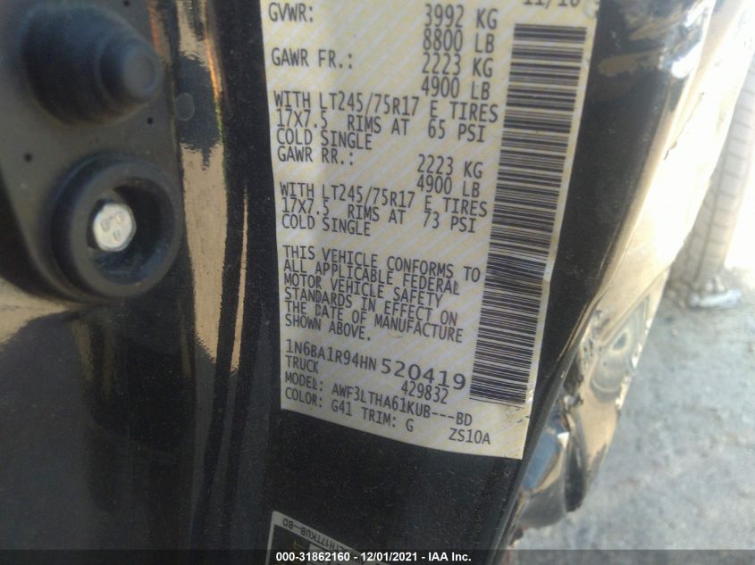 2017 NISSAN TITAN XD SV 1N6BA1R94HN520419