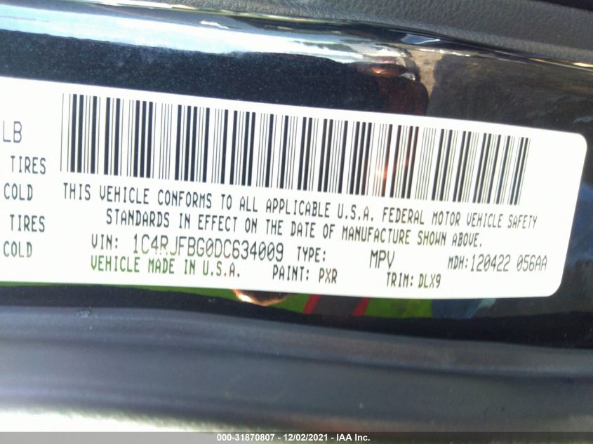 2013 JEEP GRAND CHEROKEE LIMITED 1C4RJFBG0DC634009