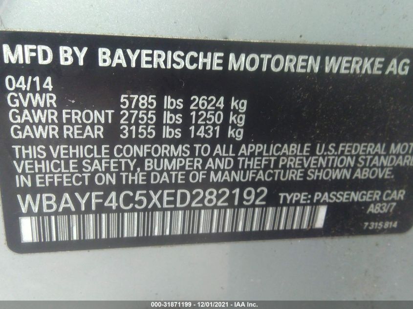 2014 BMW 7 SERIES 740LI XDRIVE WBAYF4C5XED282192