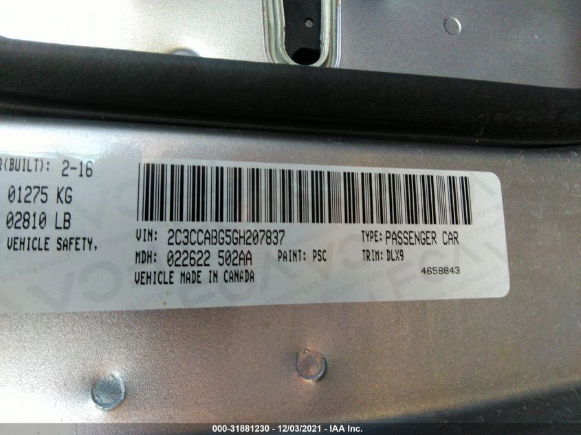 2016 CHRYSLER 300 300S 2C3CCABG5GH207837